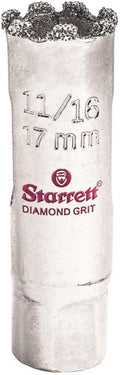 Starrett Diamond Grit Hole Saw 11/16" Dia, 1-5/8" Cutting Depth | Ideal For Drilling Small Diameter Holes, 1/2-20 Thread Size, XA1 Arbor Type, Silver, KD1016-N