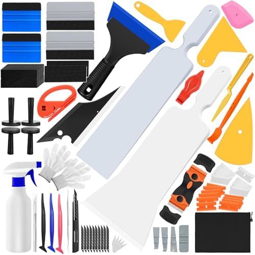 80PCS Window Tint Kit Vinyl Wrap Tool for Car Tinting Tools witn Storage Bag,Bulldozer Squeegee,Windshield Back Tint Scraper, Small Rubber Squeegee, Wrap Stick for Car Wrapping Film Installation
