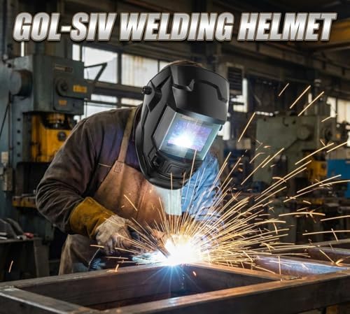 Auto Darkening Welding Helmet4"×4"-Optical Grade 1/1/1/2-True Color-Solar&Battery Power-4 Sensor,0.1ms Response Time-Wide Shade DIN5-9/9, 13 for SMAW,TIG, MIG, GTAW, Grinding-Lightweight Wear