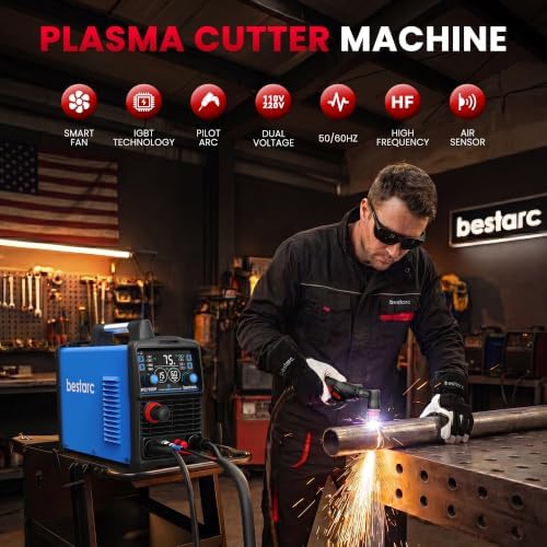 Bestarc Plasma Cutter Machine, 75Amps HF Pilot Arc, 110/220V, Air Sensor