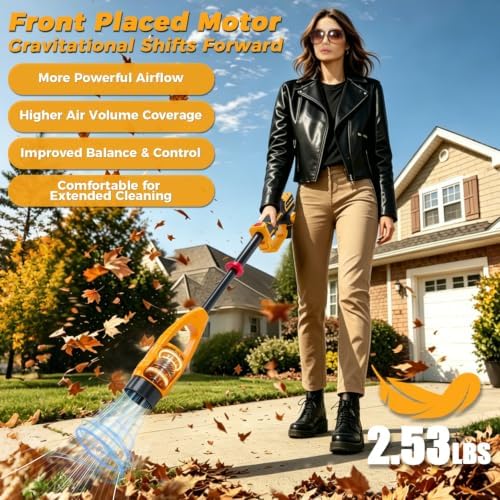 Cordless Leaf Blower 21V Electric Leaf Blower with 12.6Inch Telescopic Pole