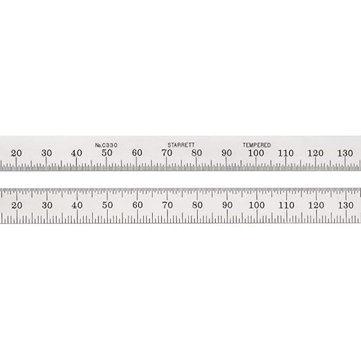 Starrett Full Flexible Steel Rule with Satin Chrome Finish, Quick Reading, and Millimeter Graduation - 30 Graduation, 150mm Length, 0.4mm Thickness - C330-150