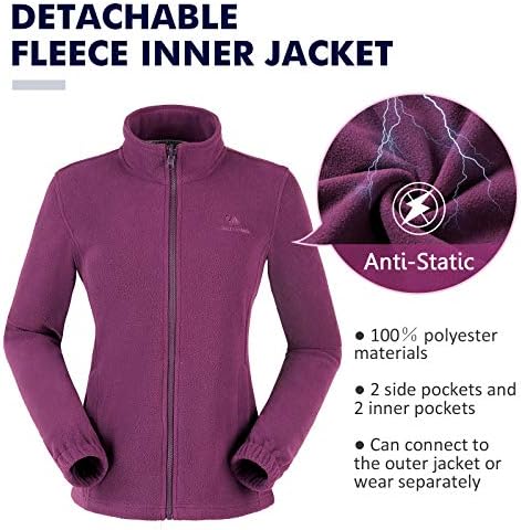 CAMEL CROWN Womens Waterproof Ski Jacket 3-in-1 Windbreaker Winter Coat Fleece Inner for Rain Snow Outdoor Hiking