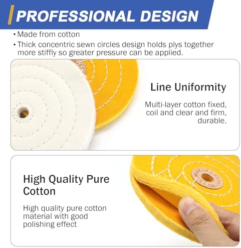SCOTTCHEN 6inch Buffing Polishing Wheels 1/2" Arbor Hole,Fine (40Ply) / Medium (30Ply) for Bench Grinder,with Buffing Polishing Cutting Compound 3.4 Oz.Kit