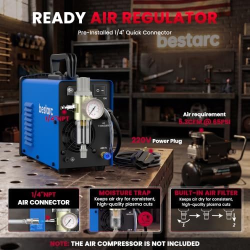 Bestarc Plasma Cutter,Pilot Arc Large LED Display 55A Plasma Cutter Machine