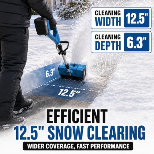 21V Cordless Electric Snow Shovel, 12.5-Inch Battery Snow Blower
