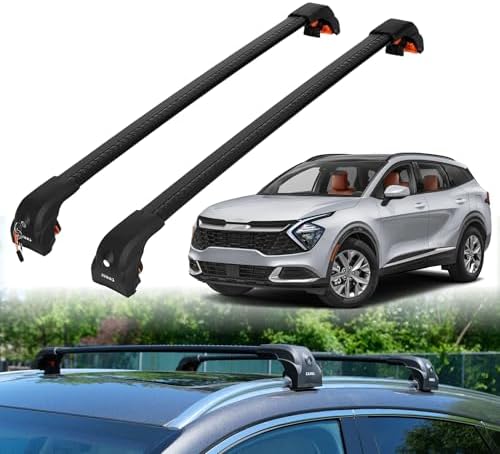 ERKUL Heavy Duty Roof Rack Cross Bars for Kia Sportage 2023-2025 | Upgraded Aero Aluminum Crossbars with Smart Clamp System | Compatible with Flush Rails - Black