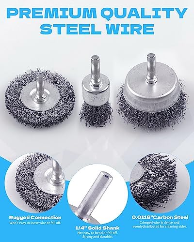 Rocaris 7 Pack Carbon Steel Wire Wheel Brush, Cup Brush Set