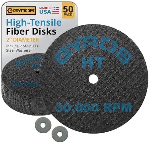 GYROS Cut-Off Wheels for Rotary Tools – 2” High-Tensile Fiberglass Reinforced, 50-Pack | Bulk for Cutting Hardened/Unhardened Steel, Steel Alloys, Hard Bronze, Metal | Made in USA 11-32208/50