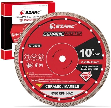 EZARC 10 Inch Super Thin Diamond Tile Blade, 5/8" Arbor, 1-Pack