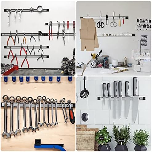 4 Pieces 24" Magnetic Tool Holder Strip, Stainless Steel Surface Tool Magnet Bar, Metal Tool Organizer Rack for Garage Organization, Easy To Install in Workshop, Mounting Screws Included