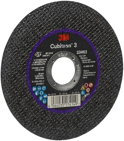 3M™ Cubitron™ 3 Cut-Off Wheel 33463, 4.5 in x 0.04 in x 7/8 in, Long Lasting Performance, High Cut Rate, for Automotive Cutting and Splicing, Collision Repair, 5 Wheels