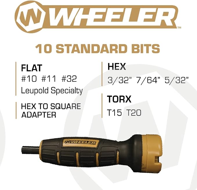 Wheeler Digital FAT (Firearms Accurizing Torque) Wrench with Interchangeable Bits and LCD Display for Firearm Maintenance, Gunsmithing, RC Vehicles, Drone, Mechanic Work, and More