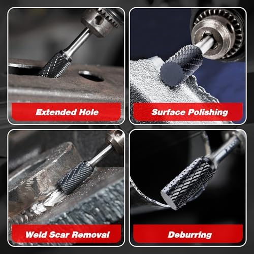 EZARC AlCrN Carbide Rotary Burr Bit, SA-5 Double Cut, 1/4-Inch Shank