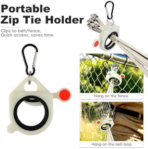 106PCS Heavy-Duty Stainless Steel Cable Tie Tool Kit - Metal Zip Tie Gun Cutter and Tighter w/Zip Ties Holder & Release Tools | Chain-link Fence Tool Set for Fastening, Outdoor Use