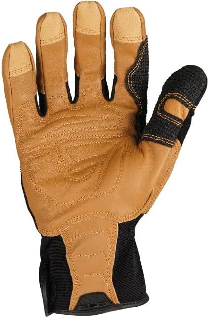 Ironclad Ranchworx Work Gloves RWG2, Premier Leather Work Glove, Performance Fit, Durable, Machine Washable, (1 Pair), RWG2-04-L,Brown/Black