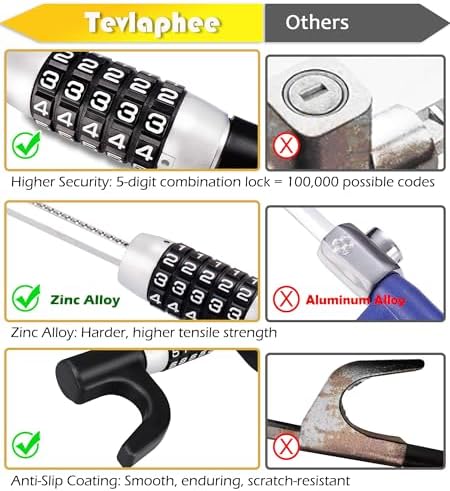 Tevlaphee Steering Wheel Lock, Car Lock Anti Theft Keyless Extendable Retractable Password 5 Coded Combination Lock, Heavy Duty Universal Fit (Black)