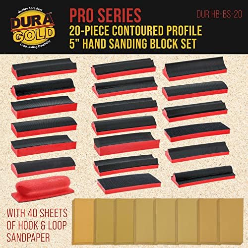 Dura-Gold 20-Piece Contoured Profile 5" Hand Sanding Block Set with 40