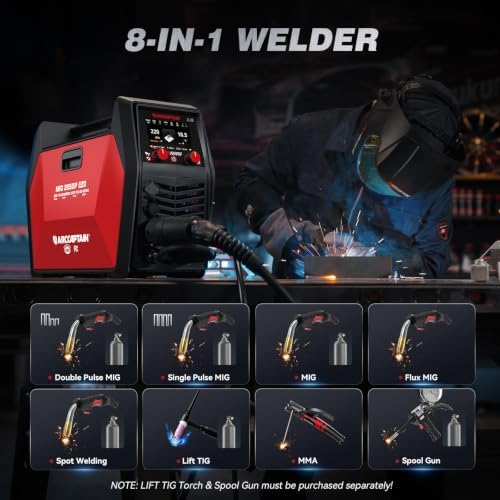 ARCCAPTAIN MIG205DP Pro Dual Pulse MIG Welder 205A 8-in-1 Aluminum Welding