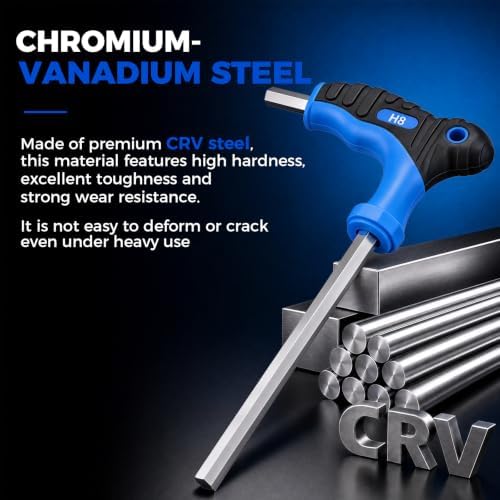 DISEN 24-Piece T-handle Allen Wrench Set | Metric 2-10mm & SAE 7/64"-3/8" & Torx T10-T45 , Long Arm Hex Key Wrench Sets with Storage Rack for DIY, Home Repair