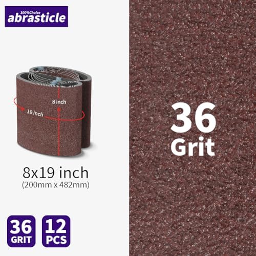 12 Packs 8 x 19 inch 36 Grit Cloth Floor Sanding Belts Ideal for Sanding Commercial and Residential Flooring