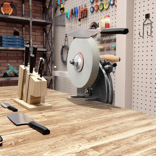 Kitchen Knife Sharpener Hand-cranking Grinding Machine, Sharpener Tool for Kitchen Knives, Garden Tool Sharpener, 6 Inches DIY Polishing Machine Tool Grinder