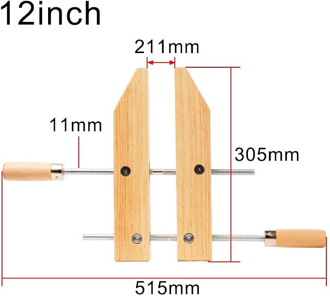 Wooden Handscrew Clamp with Stainless Steel Spindles Adjustable 6-12 Inch Clamping Range for Woodworking Projects DIY and Professional Carpentry(12inch)