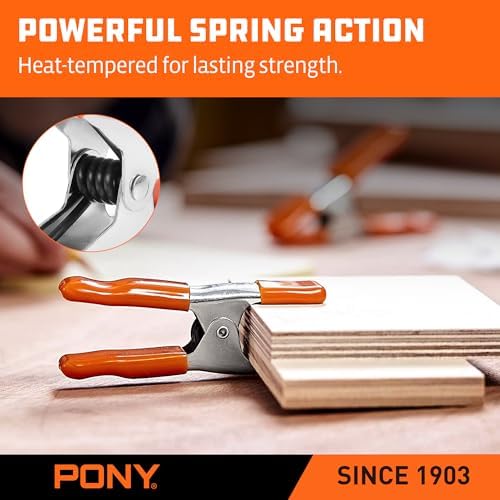 PONY 4" Heavy Duty Metal Spring Clamps with Protective Tips, 10-Piece