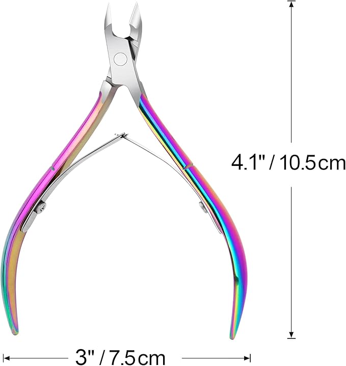 4 Packs Cuticle Nipper, Premium Stainless Steel Cuticle Trimmer for Manicure & Pedicure at Home/Spa/Salon [Rainbow Color]