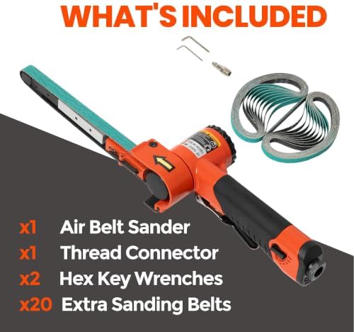 1/2"x18" Air Belt Sander with 20Pcs Zirconia 40/60/80/120 Grit Belts