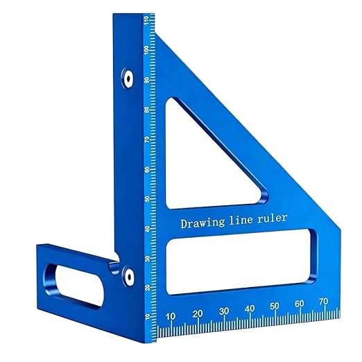 3D Multi-Angle Measuring Tool,45/90 Degree Aluminum Alloy Woodworking Square Protractor, Drawing Line Ruler, Miter Triangle Ruler Layout Measuring Tool for Woodworking (Metric-Blue)