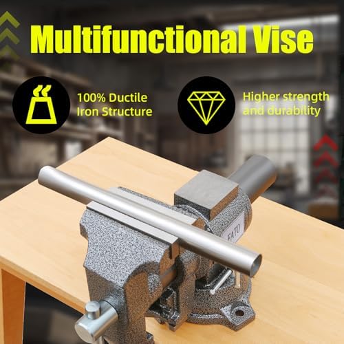 FATO 5” 360° Ductile Iron Bench Vise, 8800LB Force Black