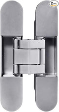 TamBee Invisible Hinge Hidden Door Hinges - Silver, Zinc Alloy, Concealed, 3 Way Adjustable for Hidden Door, Bookcase Door and Secret Doors 6 Inch (1 Hinge)