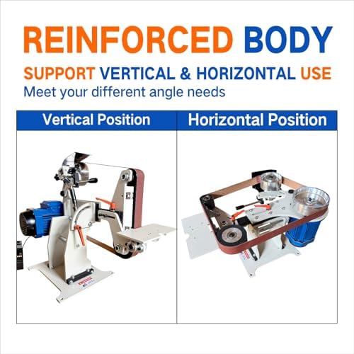 Belt Grinder Sander, 2x72 Inch Belt, 1500W Electric Motor with 2.2KW VFD, 2 sets of grinding kits with 3 grinding methods,Vertical and Horizontal operation includes 3 sanding belts.