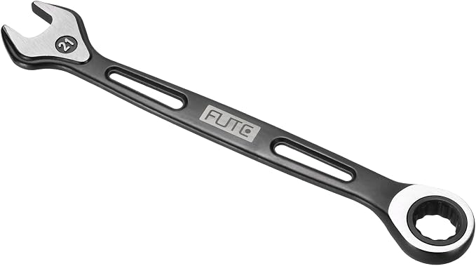 HARFINGTON Ratcheting Combination Wrench 21mm Stubby Wrench Metric High Carbon Steel Double 12-Point Box Open-Ended Ratchet Spanner Tool for Household Garage Workshop Auto Repairs, Black