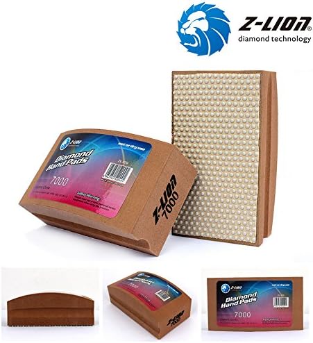 Z-Lion Resin Diamond Hand Sanding Pads for Stone Glass Ceramic Marble Granite,Set of 4 Pcs