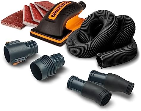 POWERTEC 71743 Dust Collection Hose Attachment and Hand Sander Block Kit w/Ultra Flex Vacuum Adapters, Assorted Grit Oxide Sander Pads