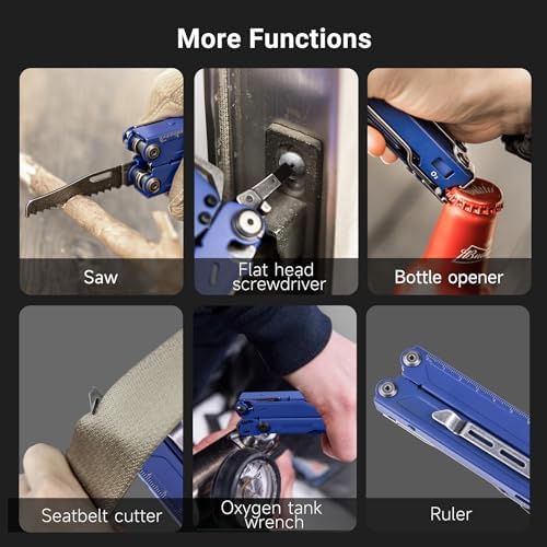 NEXTORCH PIONEER MT20 14-IN-1 Multi-tools Full-Size,Multi-tool Set with Scissors Needle Nose Pliers Pocket Clip Multi-tool for DIY Home Outdoors Everyday Carry Men Gift Color (BLUE with Glass Breaker)