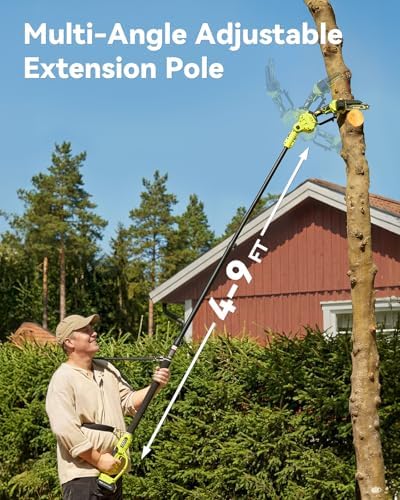 Supstable Cordless Pole Saw & Hedge Trimmer 6-in-1, Mini Chainsaw Cordless/Electric Hedge Trimmer with Extension Pole, 15Ft Reach, Extendable Tree Pruner, Bush Trimmer Limb Branch Cutter, Grass Shears