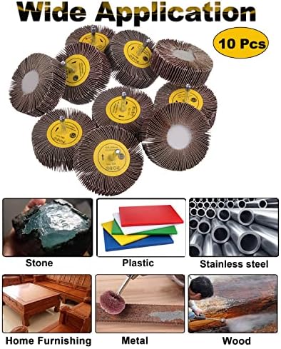 Rocaris 1/4" Abrasive Flap Wheel Sander Set, 80 Grit Aluminum Oxide Flap Wheels Cylindrical Shape Sanding Wheel, 8 Sizes (10)