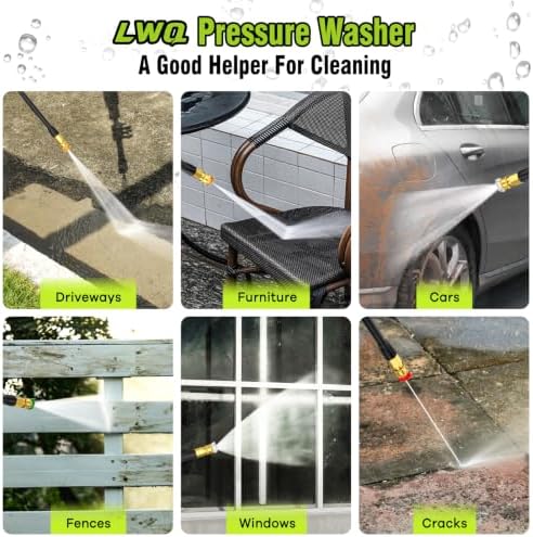 Pressure Washer, Portable Power Washer, 4 Quick Connect Nozzles, High Pressure Cleaning Machine for Car Fence Driveway Patio Washing and More(Light Green)