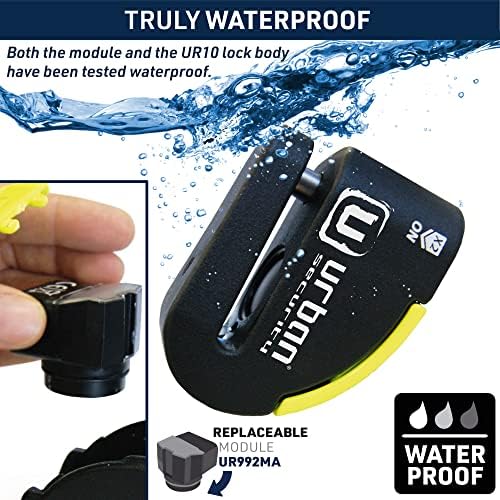 URBAN UR10 Approved Motorcycle Disc Lock with Smart Alarm | 120dB, LED, Warning, A+ Sensitivity, X2 ON | SRA & Sold Secure Gold Tested Anti-Theft for Motorbike | 10mm Double Locking, Hardened Steel
