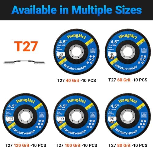 50 Pack Flap Discs 4 1/2 for Angle Grinder, 7/8" Arbor
