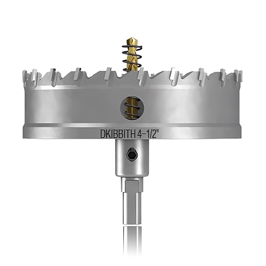 TCT Hole Saw Set, 4-1/2"(115mm) Heavy Duty Tungsten Carbide Tipped Hole Cutters for Stainless Steel Mild Steel Copper Iron Brass Plastic and More, with Titanium-Plated Pilot Drill Bits.