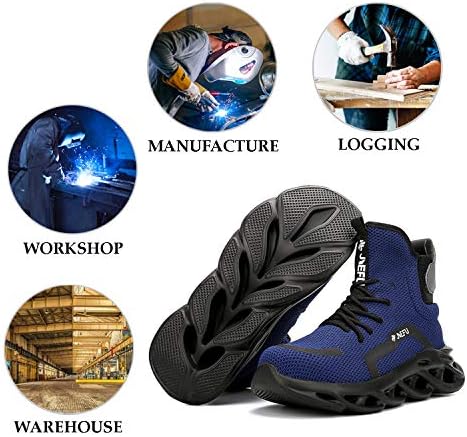 XUNRUO Work Safety Boots for Men and Women Steel Toe Lightweight Breathable Pull on Construction Boots