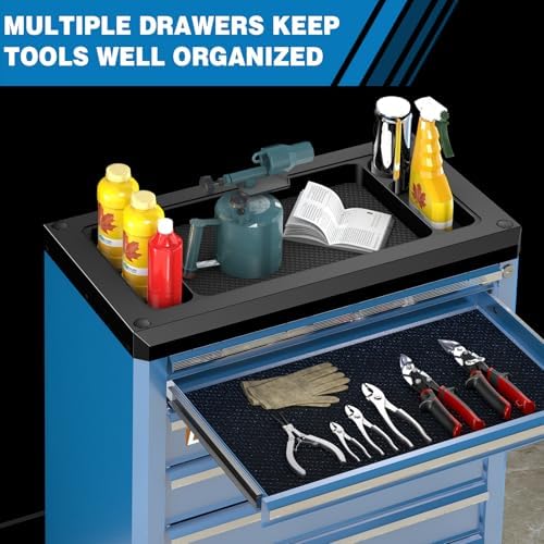 LARBANKE 7-Drawer Rolling Tool Chest with Wheels,Locks,Blue Tool Cabinet