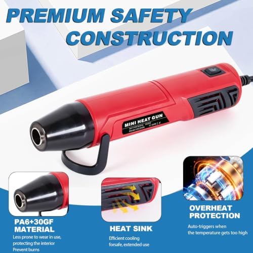 350W Mini Heat Gun Kit with 300pcs Solder Seal Wire Connectors & 3:1 Waterproof Heat Shrink Tubing 2-Temp Max 662°F Portable Hot Air Gun, Electrical Repair Tool Set for Automotive, Marine & DIY Crafts