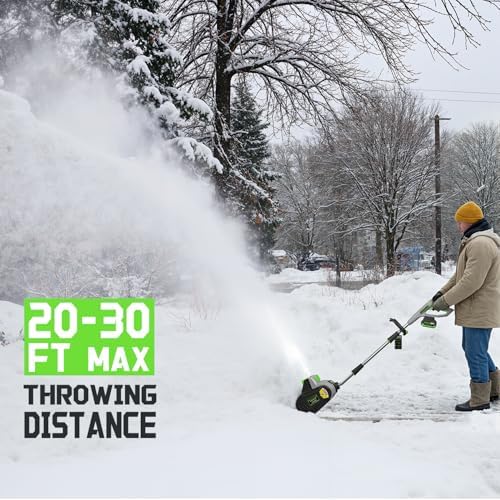 SONTHIOW 13.5" Electric Snow Shovel, 20V Brushless Snow Shovel, Includes 4.0 Ah Battery and Quick Charger, Cordless Snow Blower with Directional Plate & Adjustable Front Handle