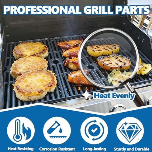 SafBbcue Grill Parts Kit for Charbroil 463436215 463436214 463436213 461334813 463234413 466436513 467300115 Grills Replacement Part, Cast Iron Cooking Gates, Heat Plate, Burner Tubes, G432-001N-W1