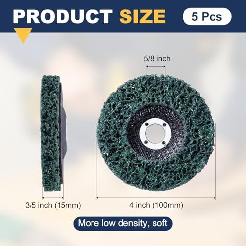 5Pcs 4" x5/8"(Arbor) Paint Stripper Discs for Angle Grinder Green